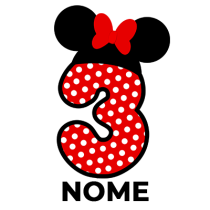 Minnie Numéro 3 in rosso con pois bianchi e fiocco rosso, ideale per accessori e articoli per il tuo bebè. Scopri di più su ciuc
