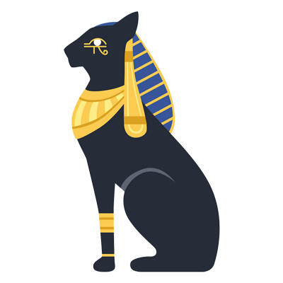 Gatto egiziano nero Bastet: un elegante portaciuccio ispirato all\'antico Egitto per il tuo bebè. Scopri di più su ciuccio-bambi
